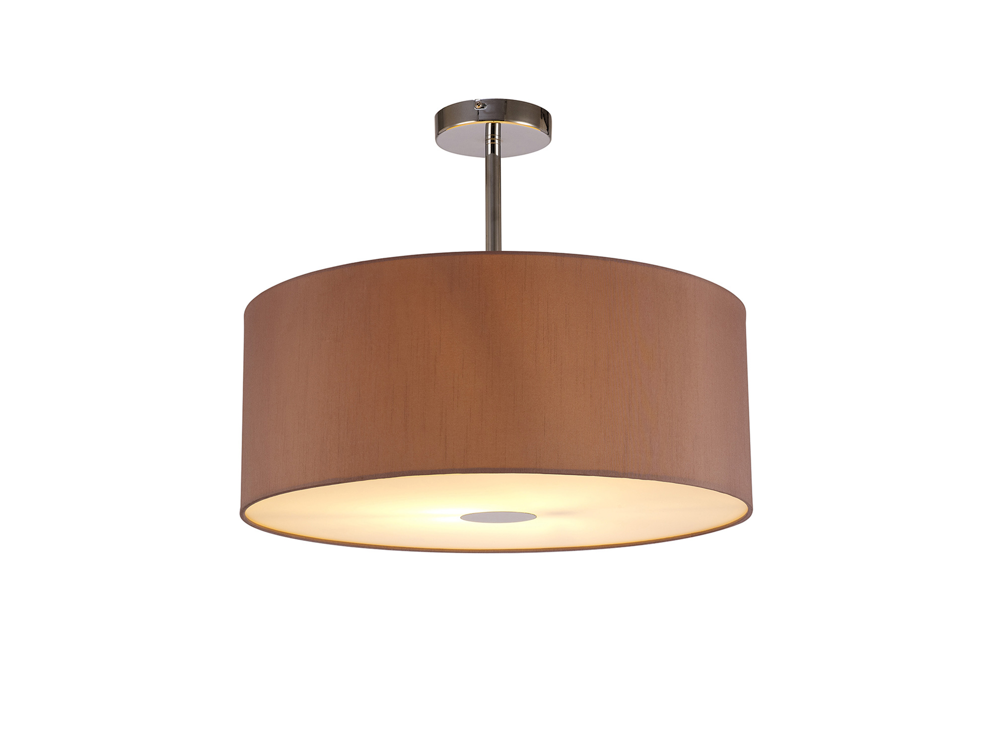 DK0105  Baymont 50cm Semi Flush 1 Light Polished Chrome, Taupe/Halo Gold, Frosted Diffuser